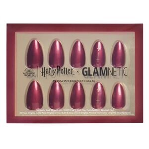 Glamnetic Harry Potter Gryffindor Press-On Nails Metallic Burgundy Short Round